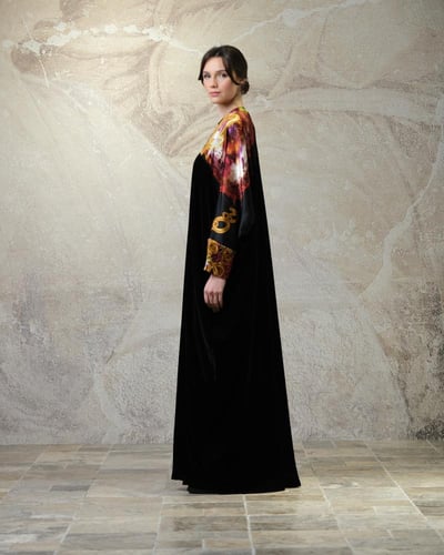 Bisht Black Velvet with Pure Black Golden Ring Pri...