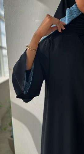 ‏Wide Sleeve Lined in Striped Blue