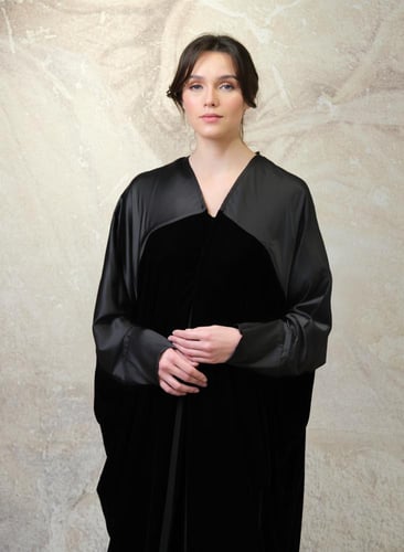 Bisht Black Velvet with Black Silk