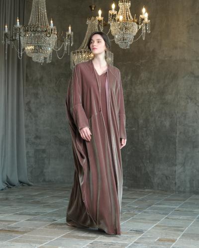 Half Bisht –Japanese Dusty Pink Velvet