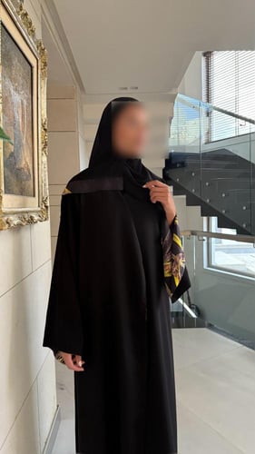 Black A-Line Abaya in Crepe, Lined with Pure Black...