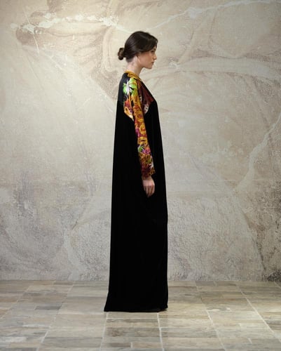 Bisht Black Velvet with Pure Black Golden Ring Pri...