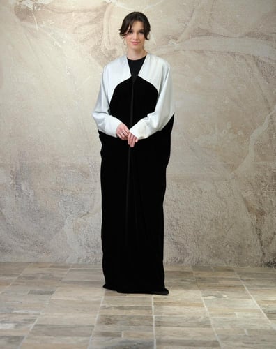 Bisht Black Velvet with White Silk