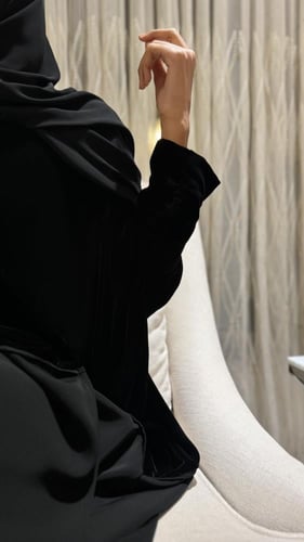 Half Bisht Black Velvet and Black Crepe