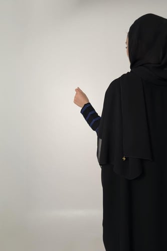 Half Bisht – Black with Long Royal Blue Embroidere...