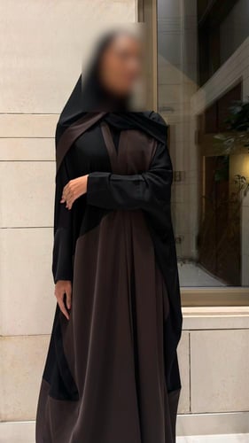 Contrast half Bisht Black and Brown