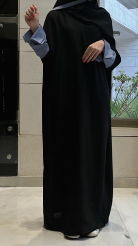 Black Half Bisht with Blue cuffs