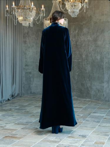 ‏A-Line- Turquoise French Silk velvet Abaya