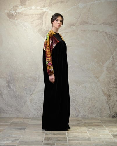 Bisht Black Velvet with Pure Black Golden Ring Pri...