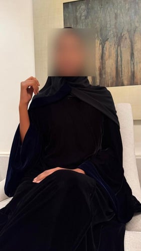 Black A line Velvet with Bell Sleeves Lined in Nav...