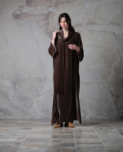 Scarf Dress – French Silk Velvet – Rose Taupe