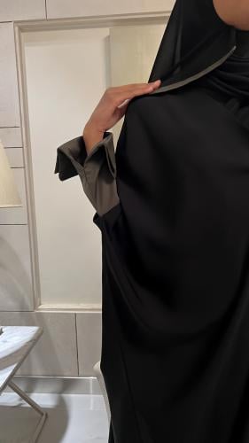 Black Bisht with Oil- green cuffs
