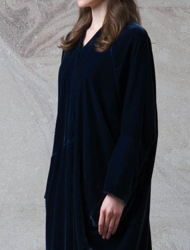 Half Bisht – Navy Japanese Velvet