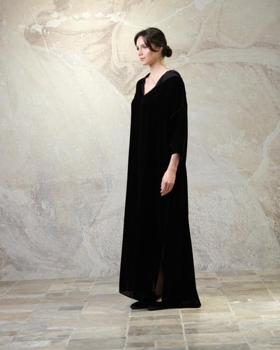 Hooded Dress – Black Velvet