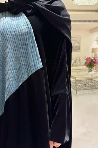 Half Bisht – Black Velvet & Tiffany Wool