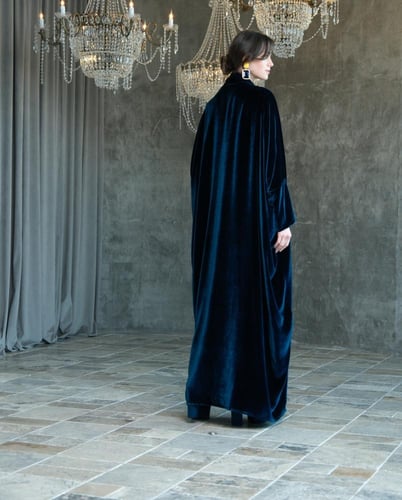 Half Bisht – French Midnight Turquoise Velvet
