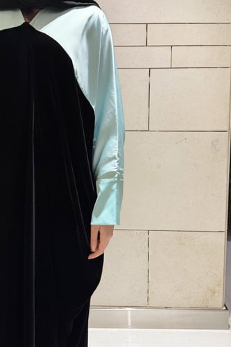 Bisht Black Velvet with Tiffany Silk