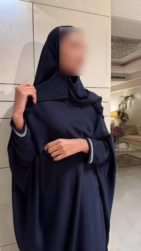 Navy Half Bisht with Fringe sleeves