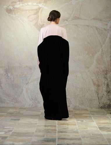 Bisht Black Velvet with Pink Silk