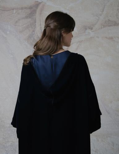 Hooded Dress – Dark Navy Velvet