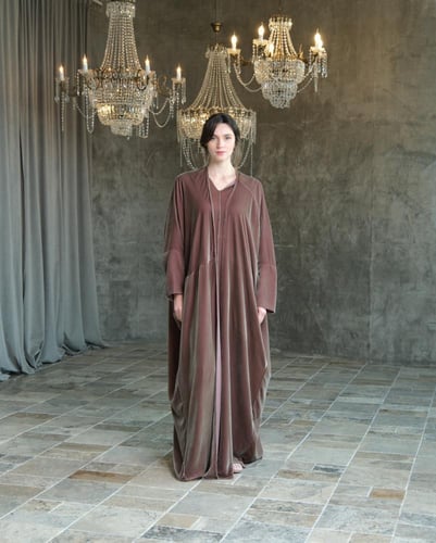 Half Bisht –Japanese Dusty Pink Velvet