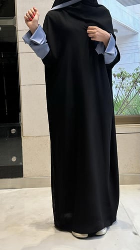 Black Half Bisht with Blue cuffs