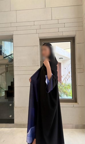 Black Bisht Lined In Black Blue Print