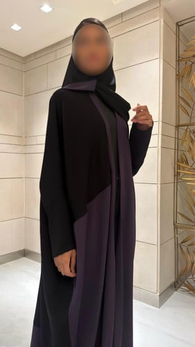 Contrast half Bisht Black and Purple