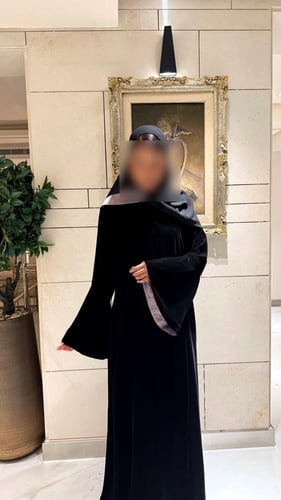 Black Velvet A-Line with Bell Sleeves Lined in Pur...