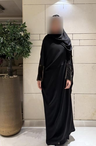 Half Bisht – Black Crepe with Olive Japanese -Velv...