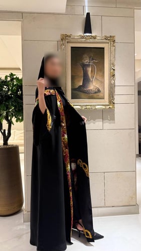Black A line Abaya Lined with Pure black Silk in G...