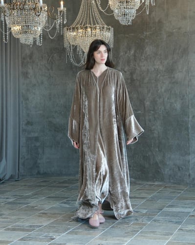 ‏A-Line- Golden Mink Japanese Silk Abaya