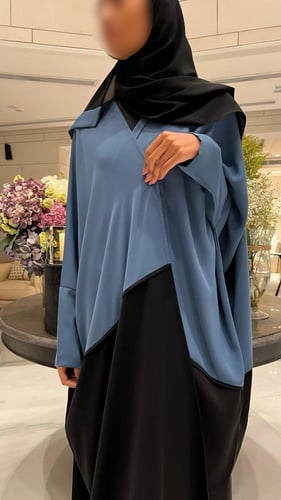 Slate Blue and black half bisht