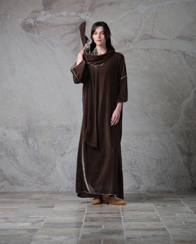 Scarf Dress – French Silk Velvet – Rose Taupe