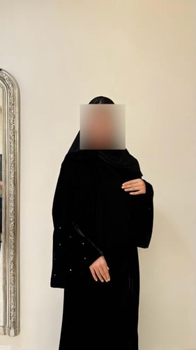 Black A line Velvet with Crystal Bell Sleeves