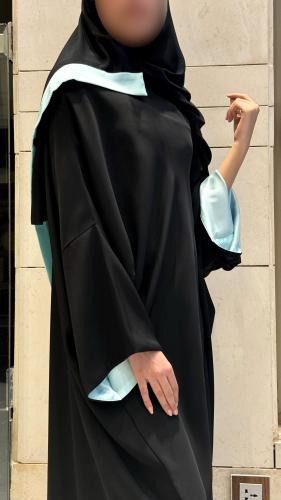 Half Bisht with Wide Sleeve Lined in Tiffany