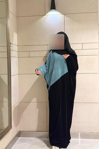 Half Bisht – Black Velvet & Tiffany Wool