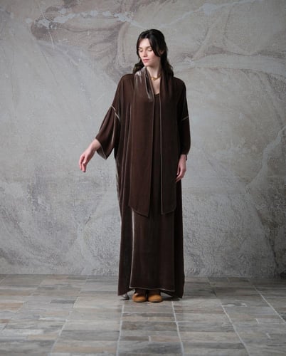 Scarf Dress – French Silk Velvet – Rose Taupe