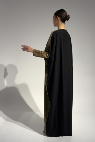 Half Bisht – Washed Japanese Silk in Olive Antique...