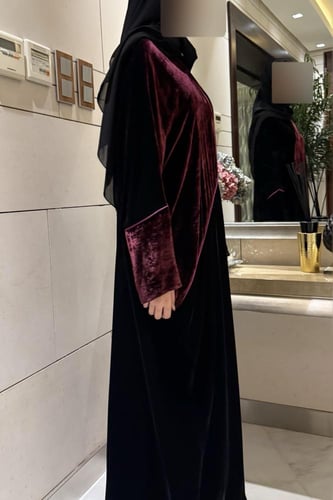 Half Bisht – Black Velvet with Japanese Burgundy S...