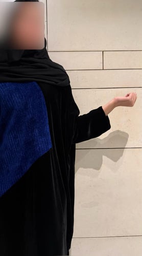 Half Bisht – Black Velvet & Indigo Wool