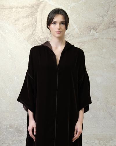 Hooded Dress – Chocolate Brown Velvet
