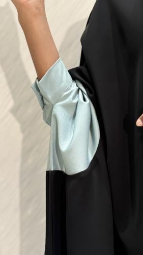Black Bisht with Tiffany circles cuffs