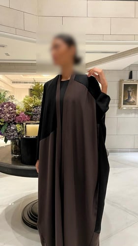 Contrast half Bisht Black and Brown