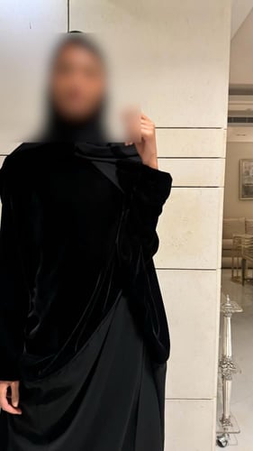 Half Bisht Black Velvet and Black Crepe