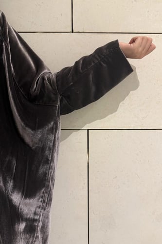 Half Bisht – French Gray Silk Velvet