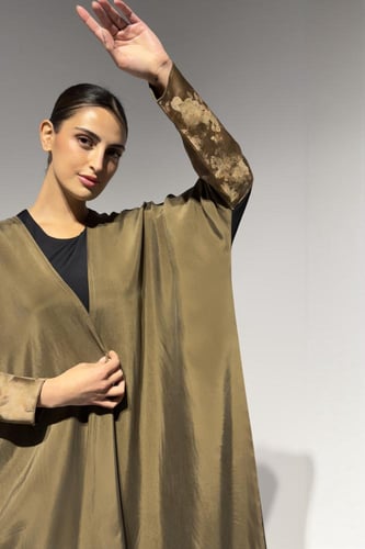 Half Bisht – Washed Japanese Silk in Olive Antique...