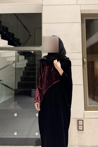 Half Bisht – Black Velvet with Japanese Burgundy S...