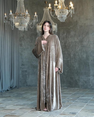 ‏A-Line- Golden Mink Japanese Silk Abaya