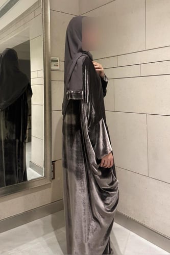 Half Bisht – French Gray Silk Velvet